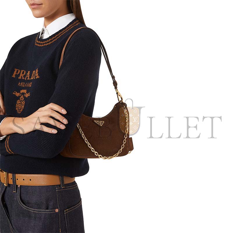 PRADA MINI RE-EDITION SHOULDER BAG IN SUEDE  (22*18*6cm)